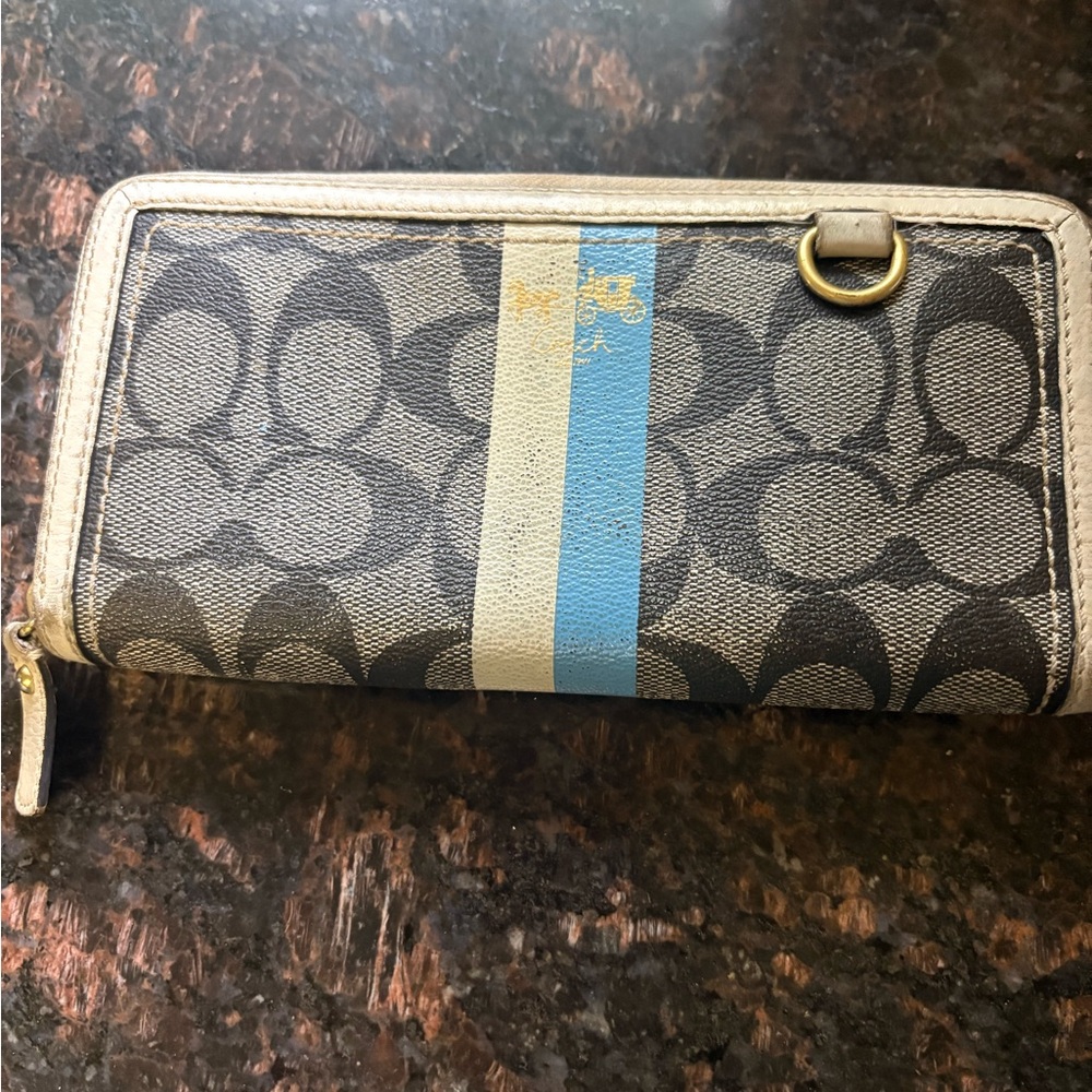 Coach Gray and Blue Signature Wallet